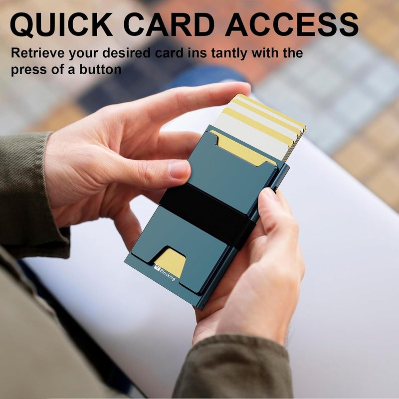 furid Smart Card Wallet for Men Slim: Minimalist Wallet For Men - RFID Blocking Pop Up Front Pocket Wallet, Metal Wallet 11 Card Holder - Image 4
